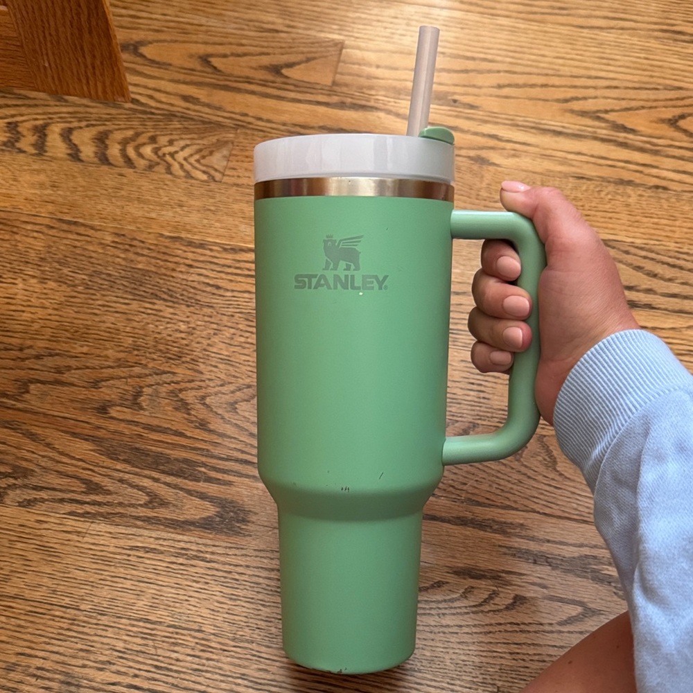 Stanley Mint Green Travel Mug with Straw